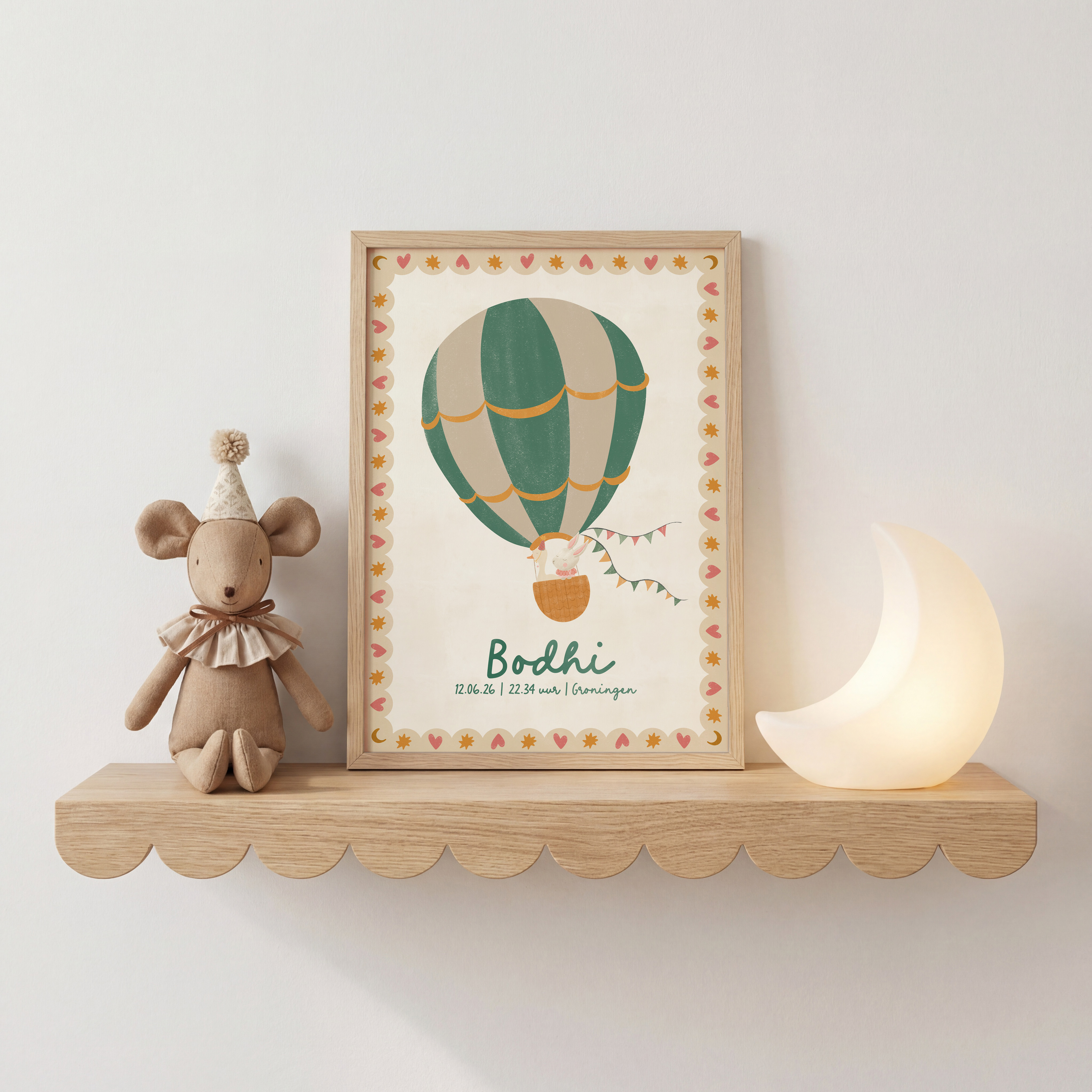 Geboorteposter luchtballon Bodhi