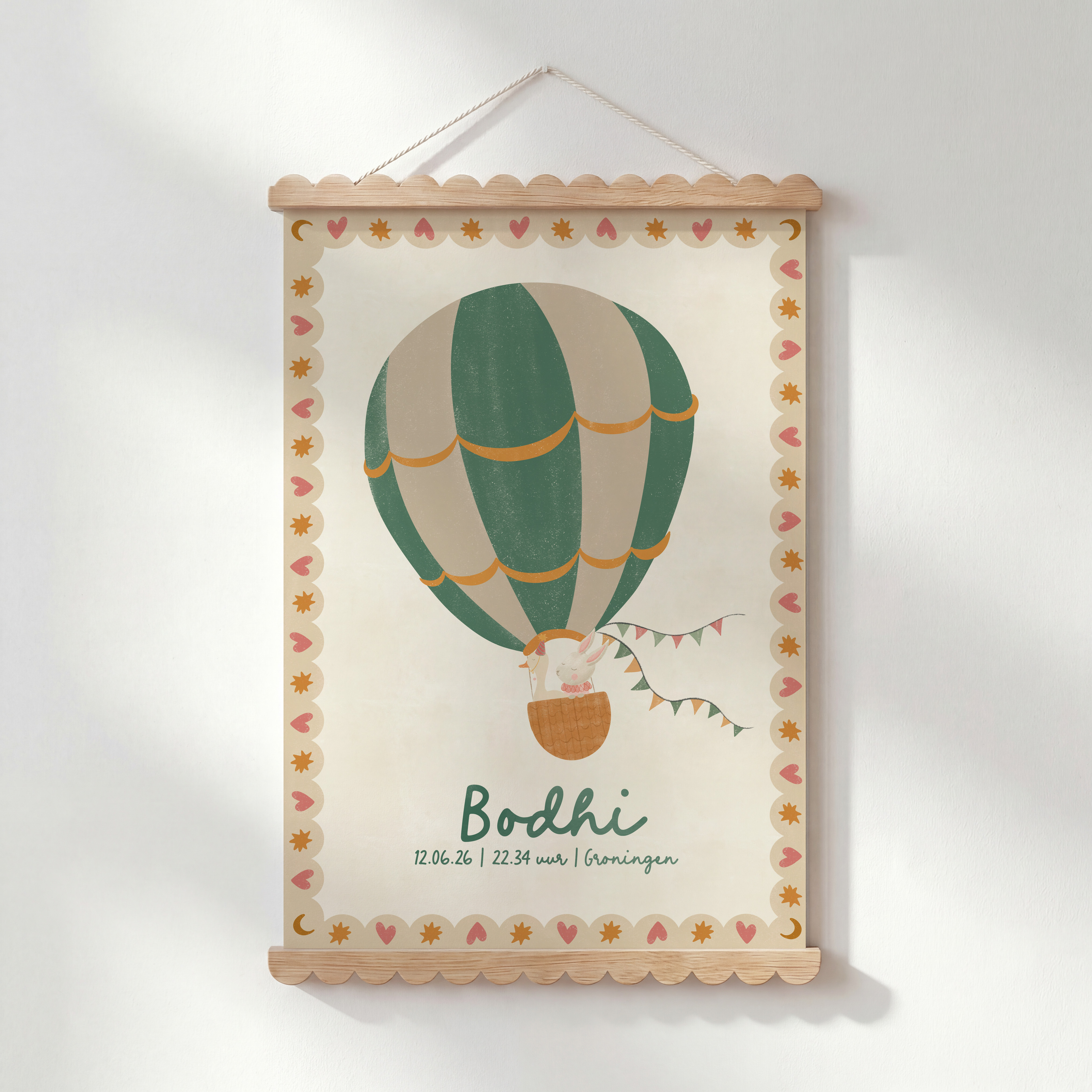 Geboorteposter luchtballon Bodhi