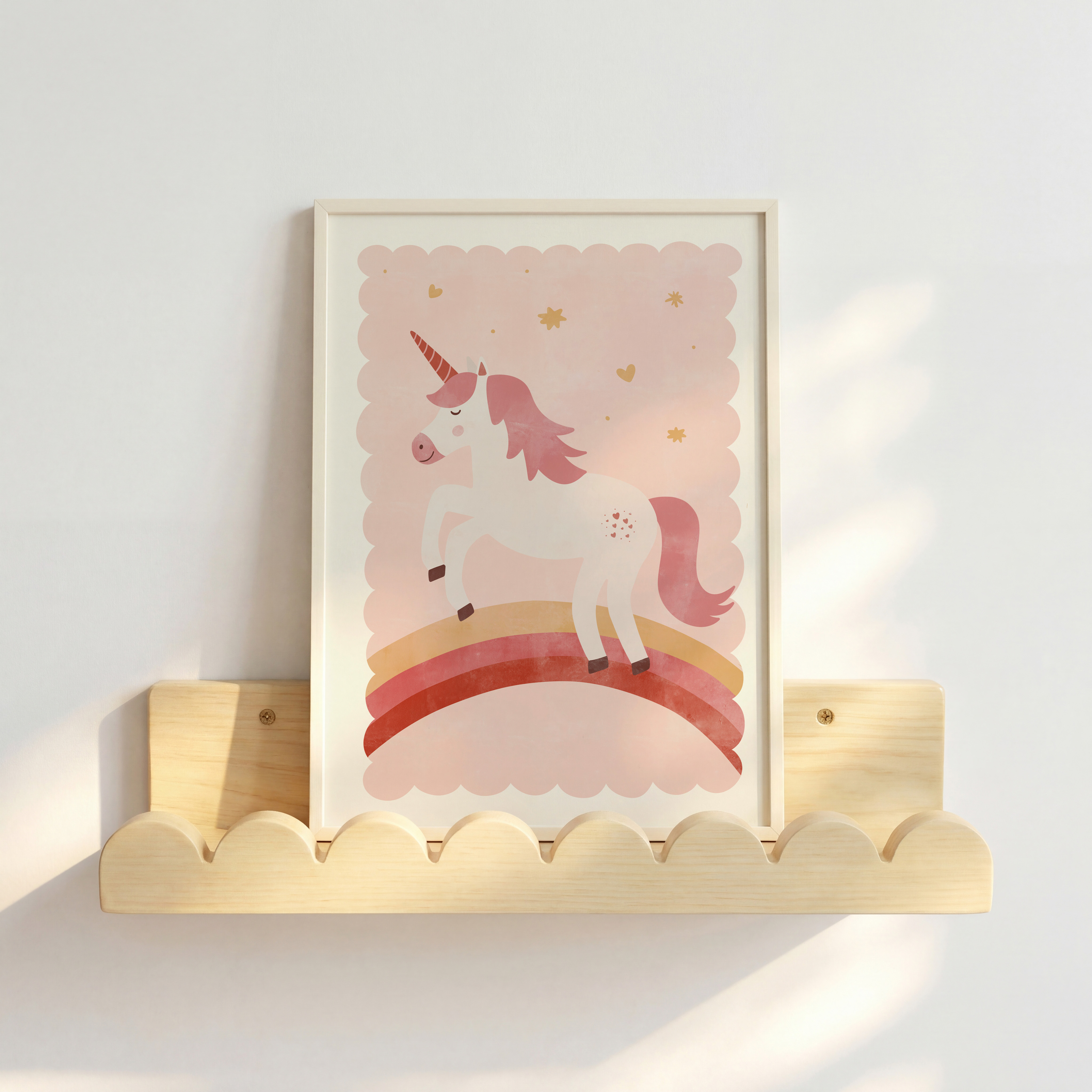 Eenhoorn op regenboog kinderkamer poster