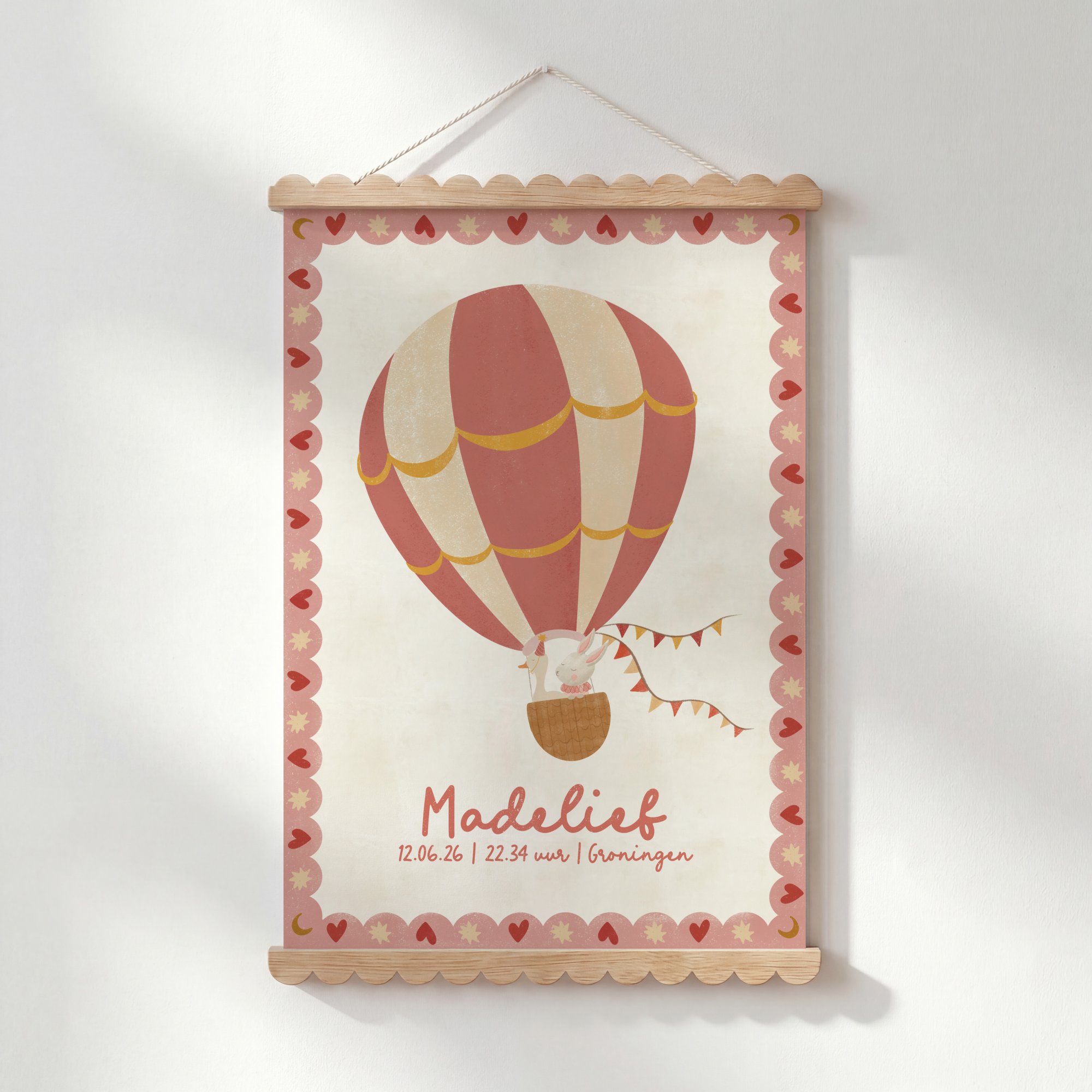 Geboorteposter luchtballon Madelief