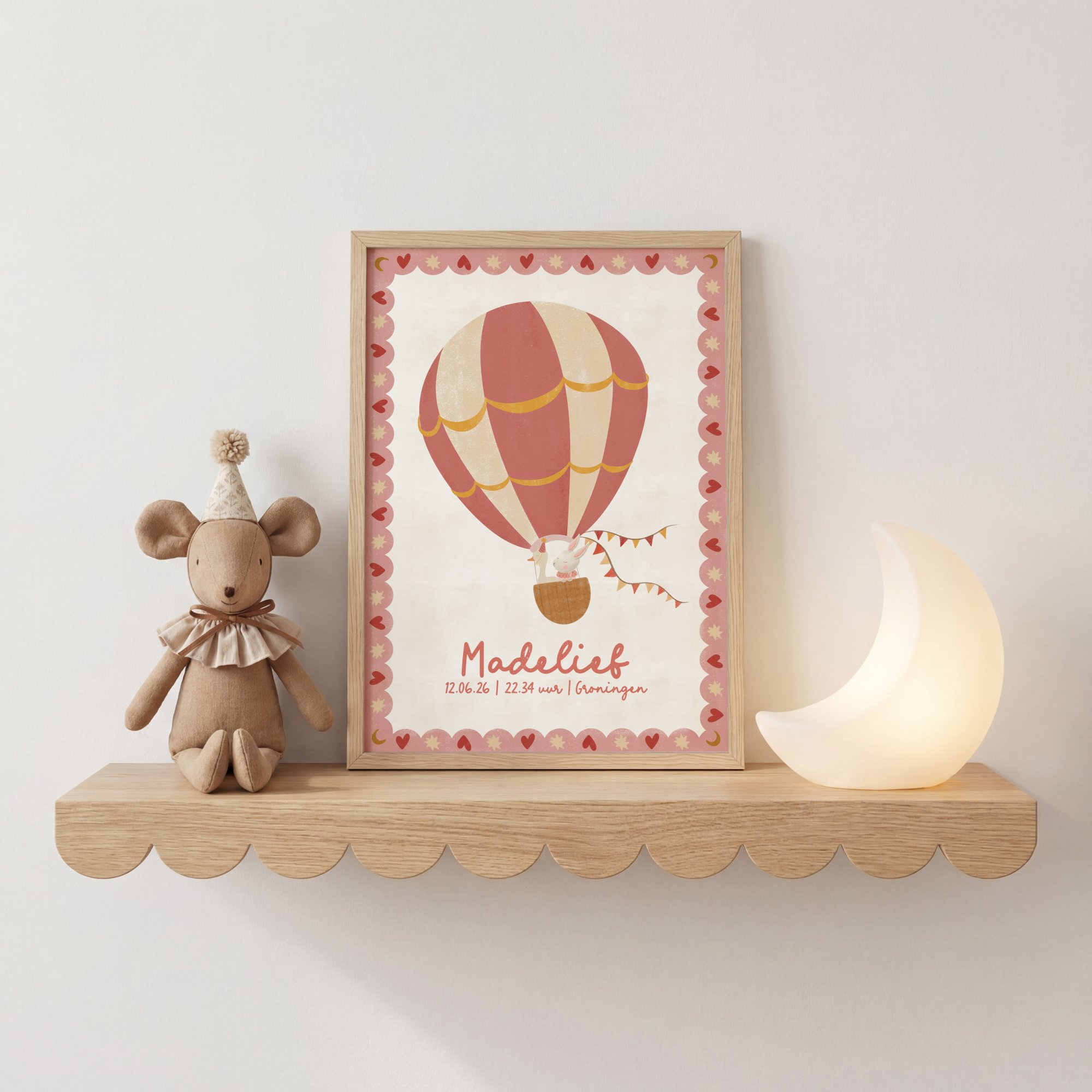 Geboorteposter luchtballon Madelief